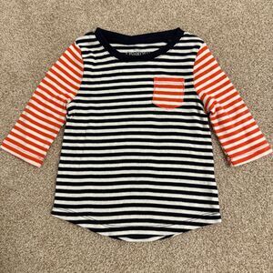 Oshkosh Crew Neck Blue Orange White Striped Shirt Boy's Size 2T